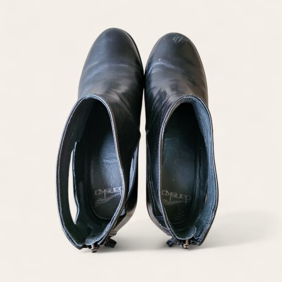 Dansko Bonita Leather Black Lace Up Ankle Boots EU 40 / US 9 Bootie Open Cut - Picture 6 of 10